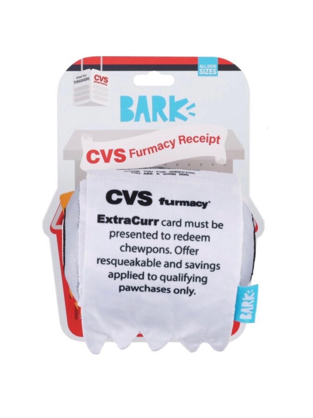 Limited Edition! BARK x CVS Furmacy Receipt Dog Toy